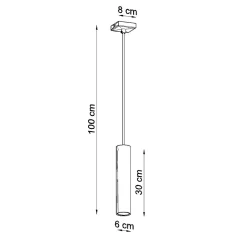 Lampe suspendue en acier 1 lampes 8x8x100cm Sollux