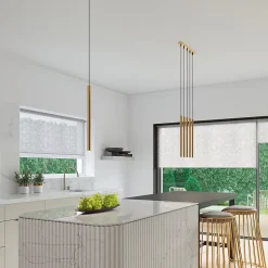 Lampe suspendue en acier 5 ampoules 4000K - 25x25x110cm Sollux