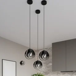 Lampe suspendue en acier 3 lampes 30x30x117cm Sollux