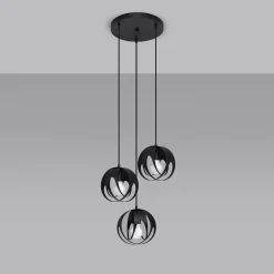 Lampe suspendue en acier 3 lampes 30x30x117cm Sollux