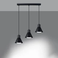 Lampe suspendue en acier 3 lampes 45x14x120cm Sollux