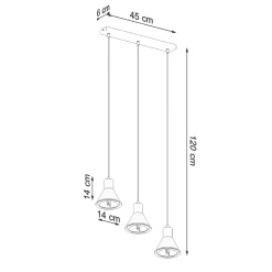 Lampe suspendue en acier 3 lampes 45x14x120cm Sollux