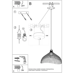 Lampe suspendue en acier 1 lampes 40x40x125cm Sollux