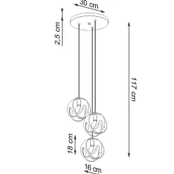 Lampe suspendue en acier 3 ampoules 3000K - 30x30x117cm Sollux
