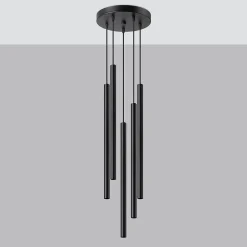 Lampe suspendue en acier 5 ampoules 4000K - 25x25x110cm Sollux