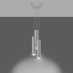 Lampe suspendue en acier 3 ampoules 4000K - 20x20x110cm Sollux