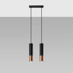 Lampe suspendue en acier 2 ampoules 4000K - 30x6x90cm Sollux