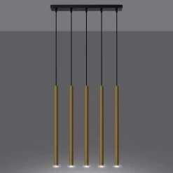 Lampe suspendue en acier 5 ampoules 4000K - 45x5x90cm Sollux