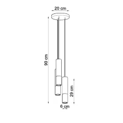 Lampe suspendue en acier 3 ampoules 3000K - 20x20x90cm Sollux