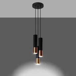 Lampe suspendue en acier 3 ampoules 3000K - 20x20x90cm Sollux