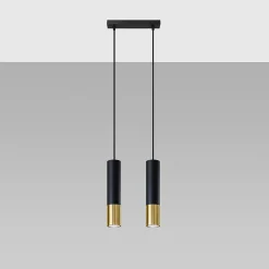 Lampe suspendue en acier 2 ampoules 3000K - 30x6x90cm Sollux