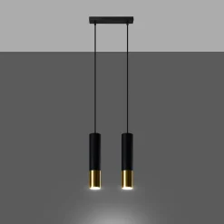 Lampe suspendue en acier 2 ampoules 3000K - 30x6x90cm Sollux