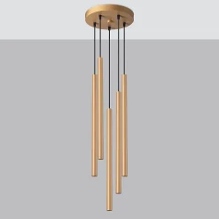 Lampe suspendue en acier 5 ampoules 3000K - 25x25x110cm Sollux