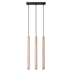 Lampe suspendue en acier/bois 3 lampes 30x5x110cm Sollux