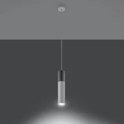 Lampe suspendue en acier/béton 1 ampoule 3000K - 8x8x105cm Sollux