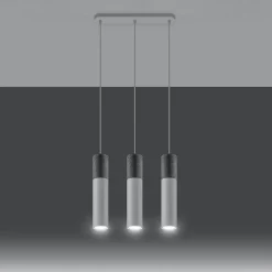 Lampe suspendue en acier/béton 3 lampes 45x6x90cm Sollux