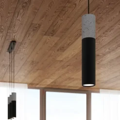 Lampe suspendue en acier/béton 3 lampes 20x20x110cm Sollux