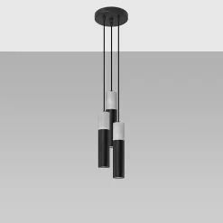 Lampe suspendue en acier/béton 3 lampes 20x20x110cm Sollux