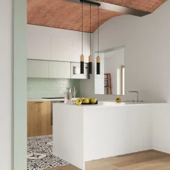 Lampe suspendue en acier/bois 1 lampes 8x8x105cm Sollux