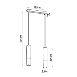 Lampe suspendue en acier/béton 2 lampes 30x6x90cm Sollux