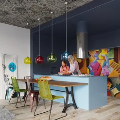 Lampe suspendue en acier/verre 1 ampoule 3000K - 30x30x120cm Sollux