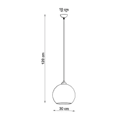 Lampe suspendue en acier/verre 1 ampoule 3000K - 30x30x120cm Sollux