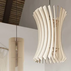 Lampe suspendue en bois 1 ampoule 3000K - 30x30x107cm Sollux