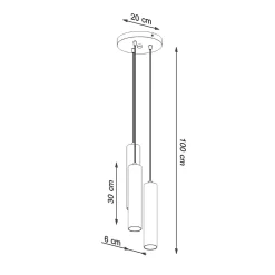 Lampe suspendue en bois 3 lampes 20x20x100cm Sollux