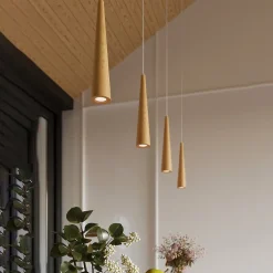 Lampe suspendue en bois 1 ampoule 3000K - 8x8x120cm Sollux