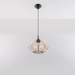 Lampe suspendue en bois 1 lampes 27.5x27.5x90cm Sollux