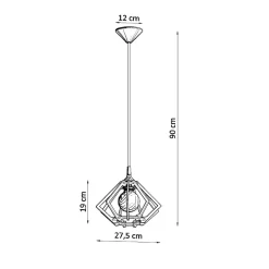 Lampe suspendue en bois 1 lampes 27.5x27.5x90cm Sollux