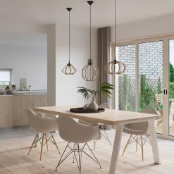 Lampe suspendue en bois 1 lampes 27.5x27.5x90cm Sollux