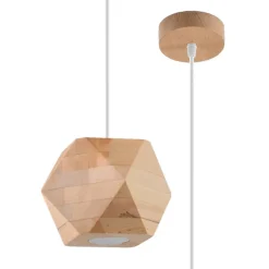 Lampe suspendue en bois 1 lampes 12x12x120cm Sollux