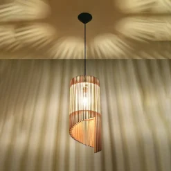 Lampe suspendue en bois 1 lampes 21x21x120cm Sollux