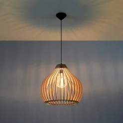 Lampe suspendue en bois 1 lampes 40x40x110cm Sollux