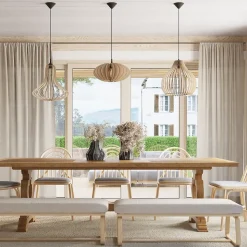 Lampe suspendue en bois 1 lampes 40x40x110cm Sollux