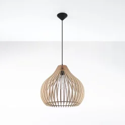 Lampe suspendue en bois 1 lampes 40x40x110cm Sollux