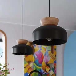 Lampe suspendue en bois/acier 1 ampoule 3000K - 29.5x29.5x130cm Sollux