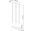 Lampe suspendue en béton 3 ampoules 4000K - 46x12x110cm Sollux
