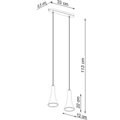 Lampe suspendue en béton 2 lampes 34x12x113cm Sollux