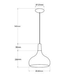 Lampe Suspendue en Métal Blanc et Bois Style Nordique pour Salon et Salle à Manger E27 26cm
