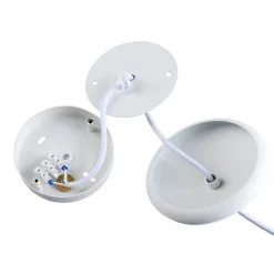 Lampe Suspendue en Métal Blanc et Bois Style Nordique pour Salon et Salle à Manger E27 26cm