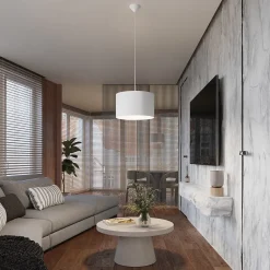 Lampe suspendue en tissu/PVC 1 ampoule 3000K - 30x30x88cm Sollux