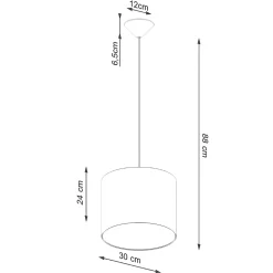 Lampe suspendue en tissu/PVC 1 ampoule 3000K - 30x30x88cm Sollux