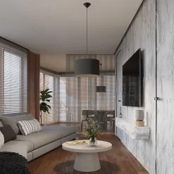 Lampe suspendue en tissu/PVC 1 ampoule 3000K - 30x30x88cm Sollux