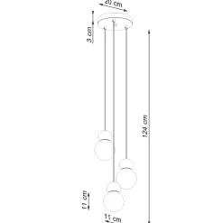 Lampe suspendue en verre/bois 3 lampes 31x31x124cm Sollux