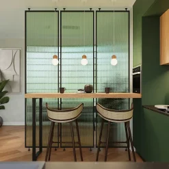 Lampe suspendue en verre/bois 3 lampes 31x31x124cm Sollux