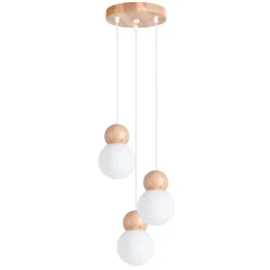 Lampe suspendue en verre/bois 3 lampes 31x31x124cm Sollux