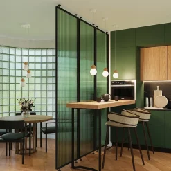 Lampe suspendue en verre/bois 3 lampes 31x31x124cm Sollux