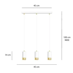 Lampe suspendue FUMIKO 3 WH/GOLD, Emibig Lighting, Fabriqué en EU